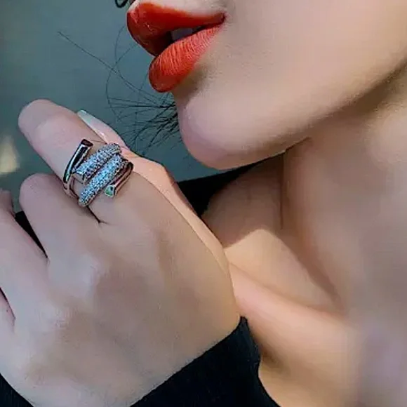 White Gold Micro Zircon Statement Ring - Picture 4 of 11